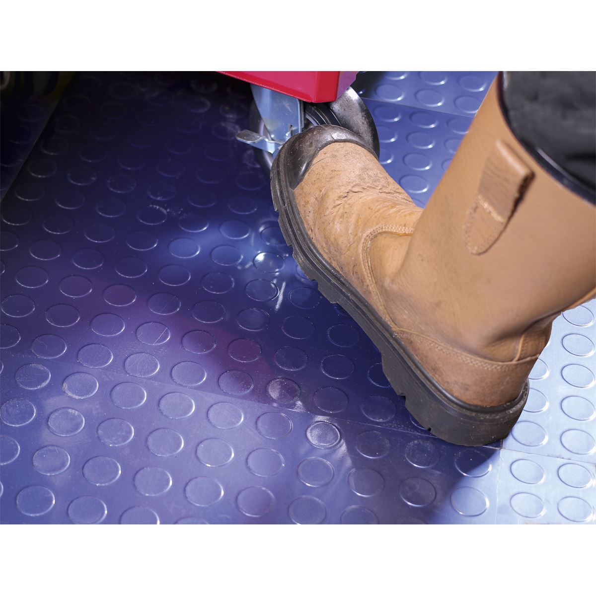 Sealey FT2B Vinyl Floor Tile with Peel & Stick Backing - Blue Coin Pack of 16 Sealey