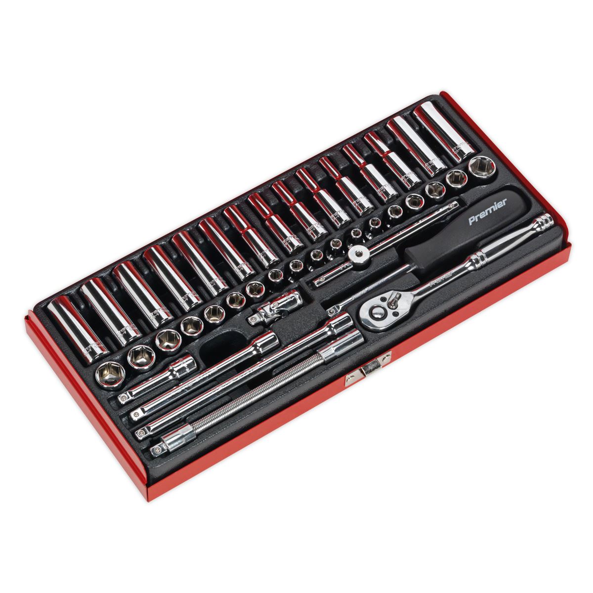 Sealey AK690 Socket Set 41pc 1/4"Sq Drive 6pt WallDrive® - Metric/Imperial Sealey