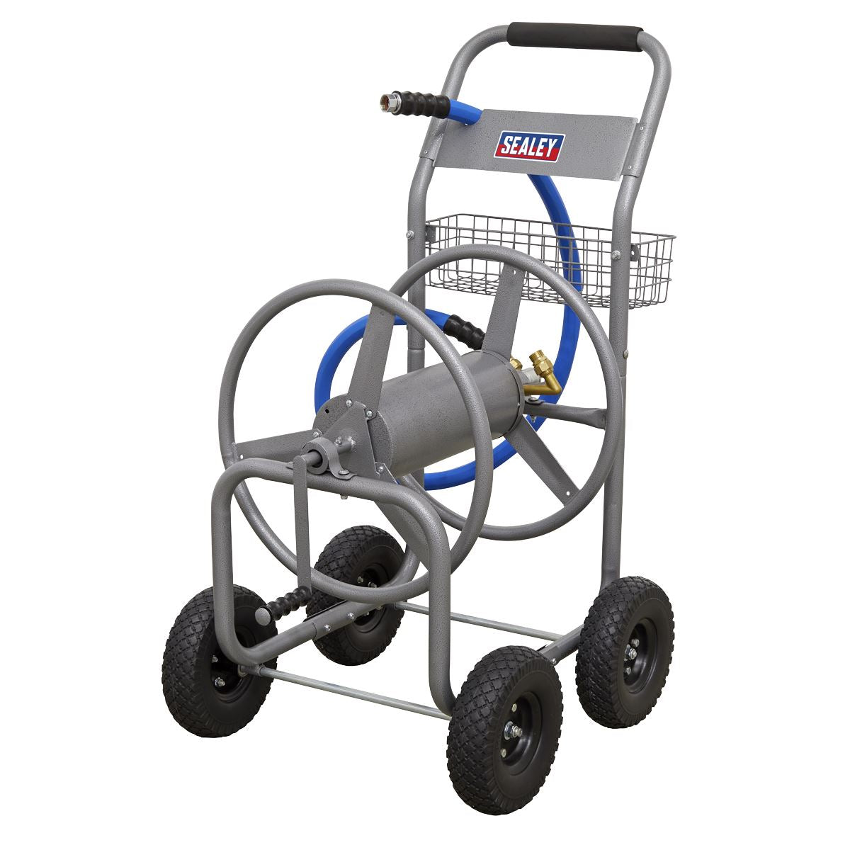 Sealey HRKIT30 Heavy-Duty Hose Reel Cart with 30m Heavy-Duty Ø19mm Hot & Cold Rubber Water Hose Sealey