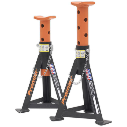 Sealey AS3O Premier Axle Stands (Pair) 3 Tonne Capacity per Stand - Orange Sealey