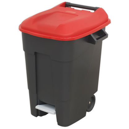 Sealey BM100PR Refuse/Wheelie Bin with Foot Pedal 100L - Red Sealey