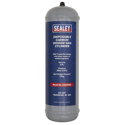 Sealey CO21KGD 1.3kg Disposable Carbon Dioxide Gas Cylinder Sealey