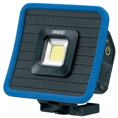 Draper 88595 COB LED Rechargeable Mini Flood Light and Power Bank with Magnetic Base and Hanging Hook 10W 1000 Lumens Blue USB-C Cable Supplied Draper