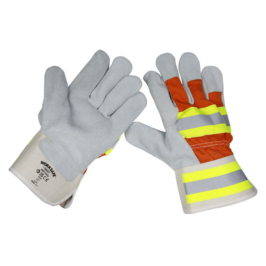 Sealey SSP14HV Reflective Rigger's Gloves Pair Sealey