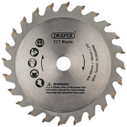 Draper 25912 89mm TCT Blade for Storm Force® Mini Plunge Saw Draper