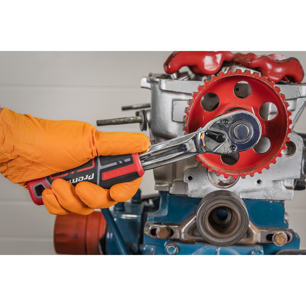 Sealey AK8938 Ratchet Wrench 3/8"Sq Drive Offset Pear-Head with Flip Reverse Sealey