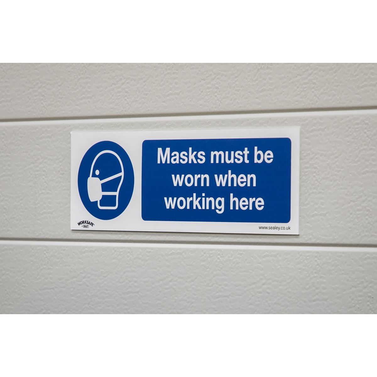 Sealey SS57V10 Mandatory Safety Sign - Masks Must Be Worn - Self-Adhesive Vinyl - Pack of 10 Sealey