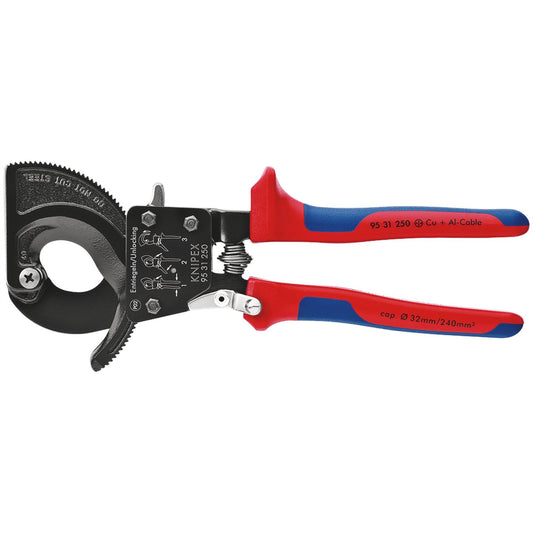 Knipex 18555 95 31 250 Ratchet Action Cable Cutter 250mm Knipex