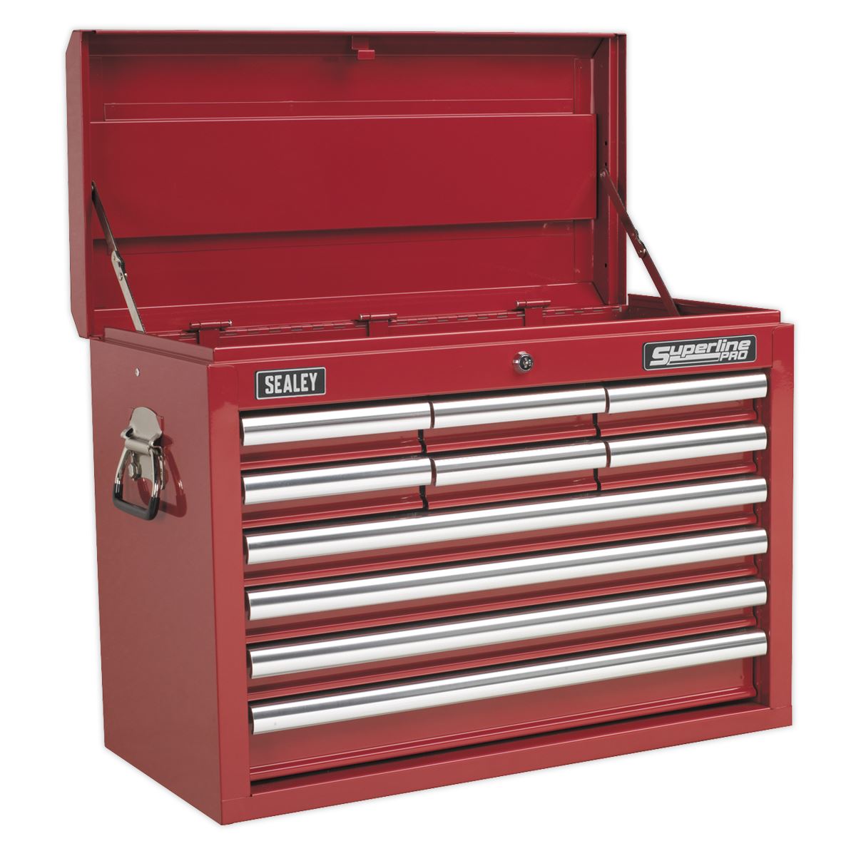 Sealey AP33109COMBO Topchest 10 Drawer with Ball-Bearing Slides - Red & 140pc Tool Kit Sealey