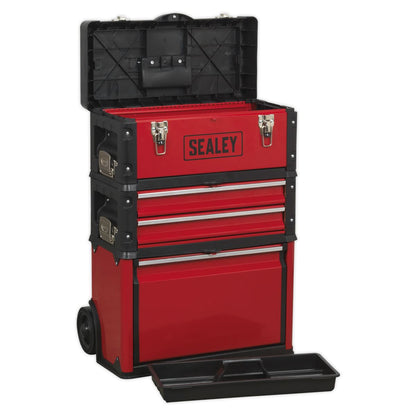 Sealey AP548 Mobile Steel/Composite Toolbox - 3 Compartment Sealey