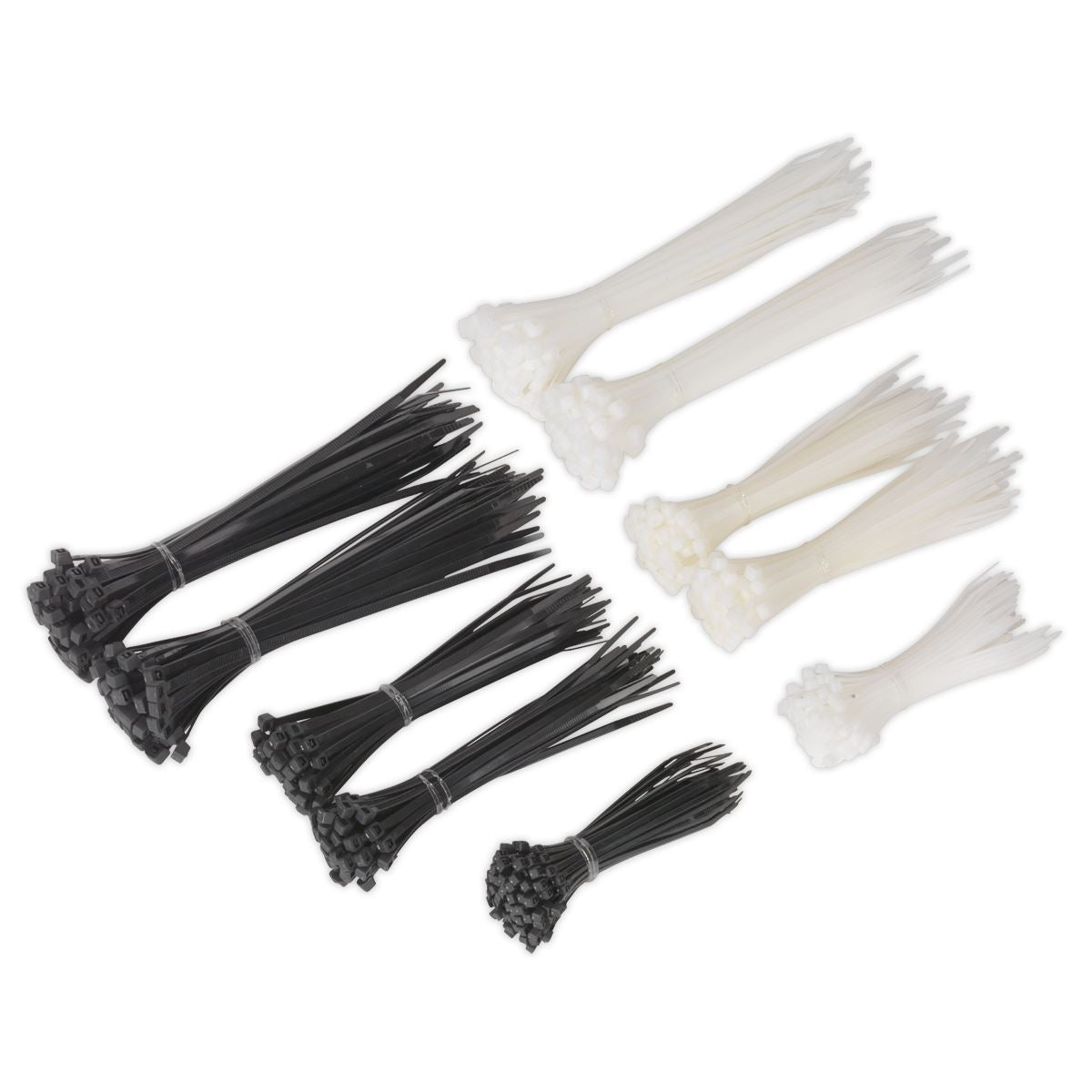 Sealey CT600BW Cable Tie Assortment Black/White Pack of 600 Sealey