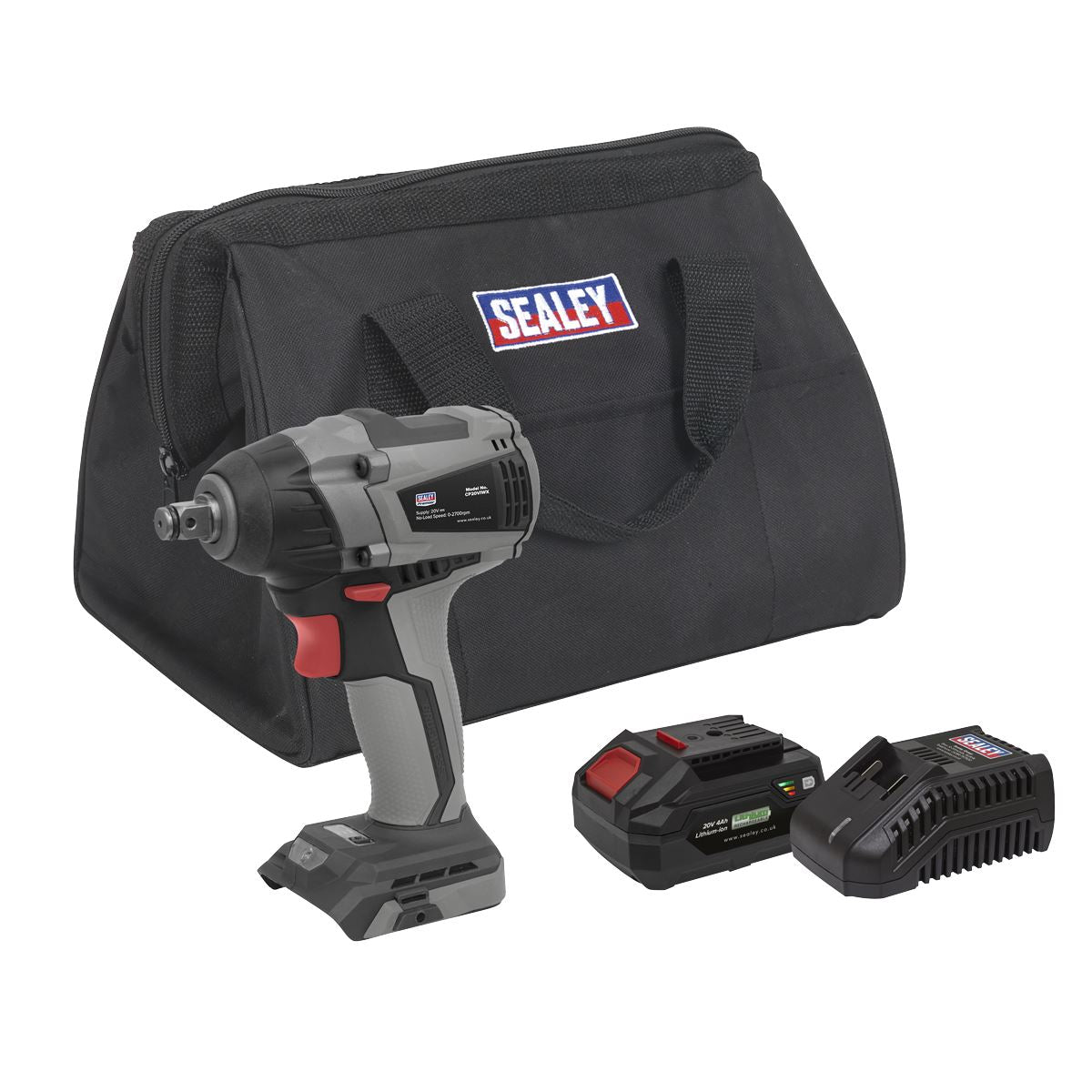 Sealey CP20VIWXKIT1 Brushless Impact Wrench Kit 1/2"Sq Drive 20V SV20 Series 350Nm 4Ah Sealey