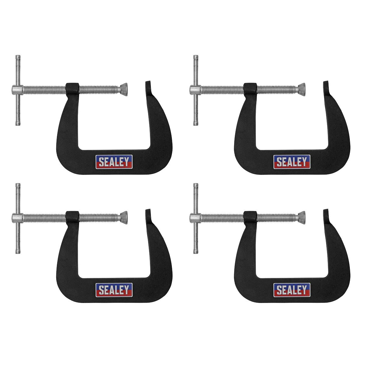 Sealey GCC01 Junior C-Clamp Set 4pc - 64mm x 64mm Sealey