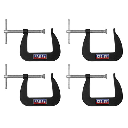 Sealey GCC01 Junior C-Clamp Set 4pc - 64mm x 64mm Sealey