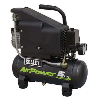 Sealey SAC0610E Air Compressor 6L Direct Drive 1hp Sealey