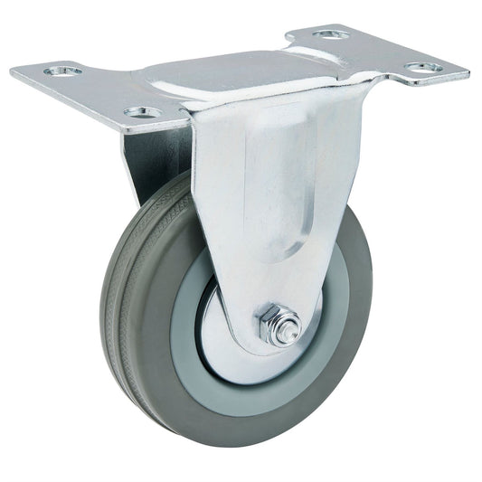 Draper 65477 Fixed Plate Fixing Rubber Castor 75mm Diameter S.W.L. 70kg Draper