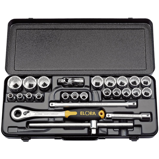 Elora 50648 Metric Socket Set 1/2" Sq. Dr. 25 Piece Elora