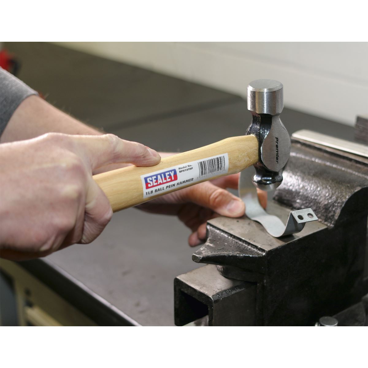 Sealey BPH16 Ball Pein Hammer 1lb Hickory Shaft Sealey