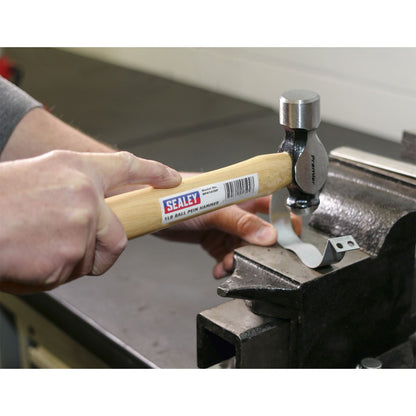 Sealey BPH16 Ball Pein Hammer 1lb Hickory Shaft Sealey