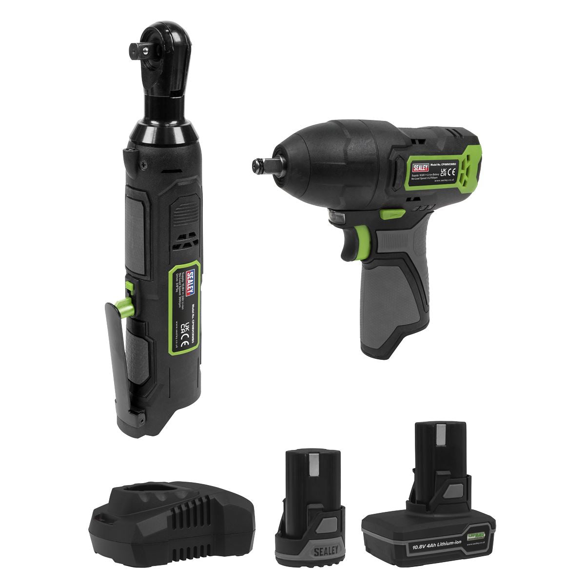 Sealey CP108VCOMBO6 2 x 10.8V SV10.8 Series Impact Wrench & Ratchet Wrench Kit Sealey