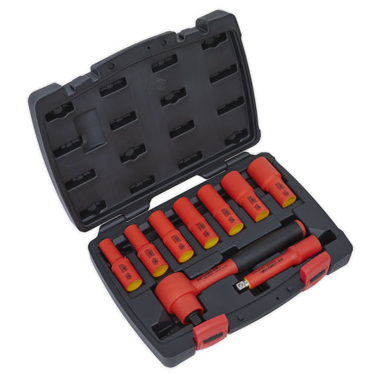 Sealey AK7942 Insulated Socket Set 9pc 3/8"Sq Drive 6pt WallDrive® VDE Approved Sealey