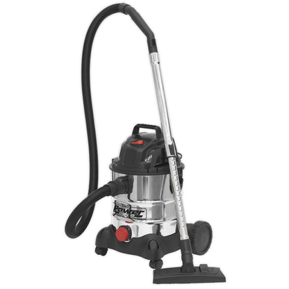 Sealey PC200SD Vacuum Cleaner Industrial Wet & Dry 20L 1250W/230V Stainless Drum Sealey