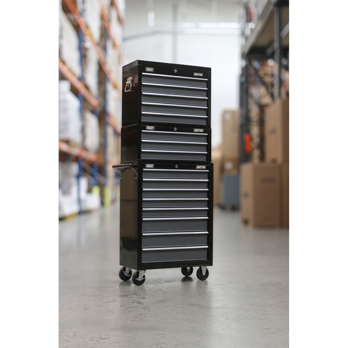 Sealey AP35STACK Tool Chest Combination 16 Drawer with Ball-Bearing Slides - Black/Grey Sealey