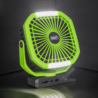Sealey SCF8WL Portable Clip Fan with Worklight 8" 4 Speeds Sealey