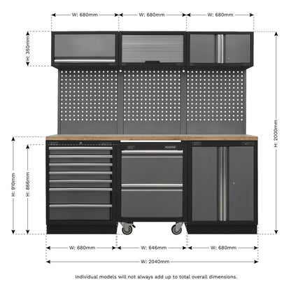 Sealey APMSSTACK12W Superline PRO® 2.04m Storage System - Pressed Wood Worktop Sealey