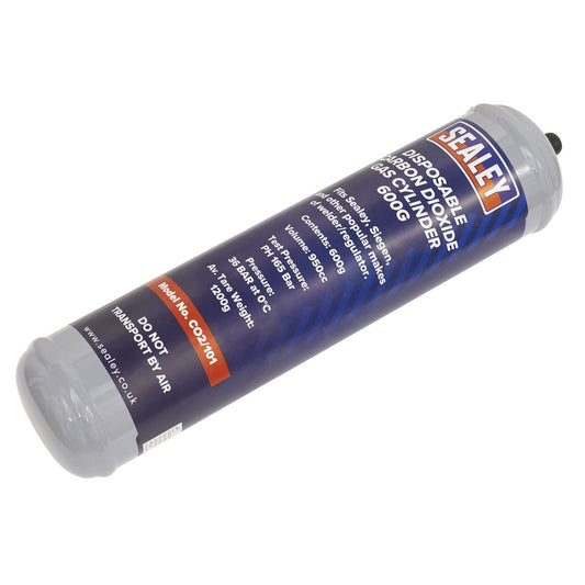 Sealey CO2/101 Gas Cylinder Disposable Carbon Dioxide 600g Sealey