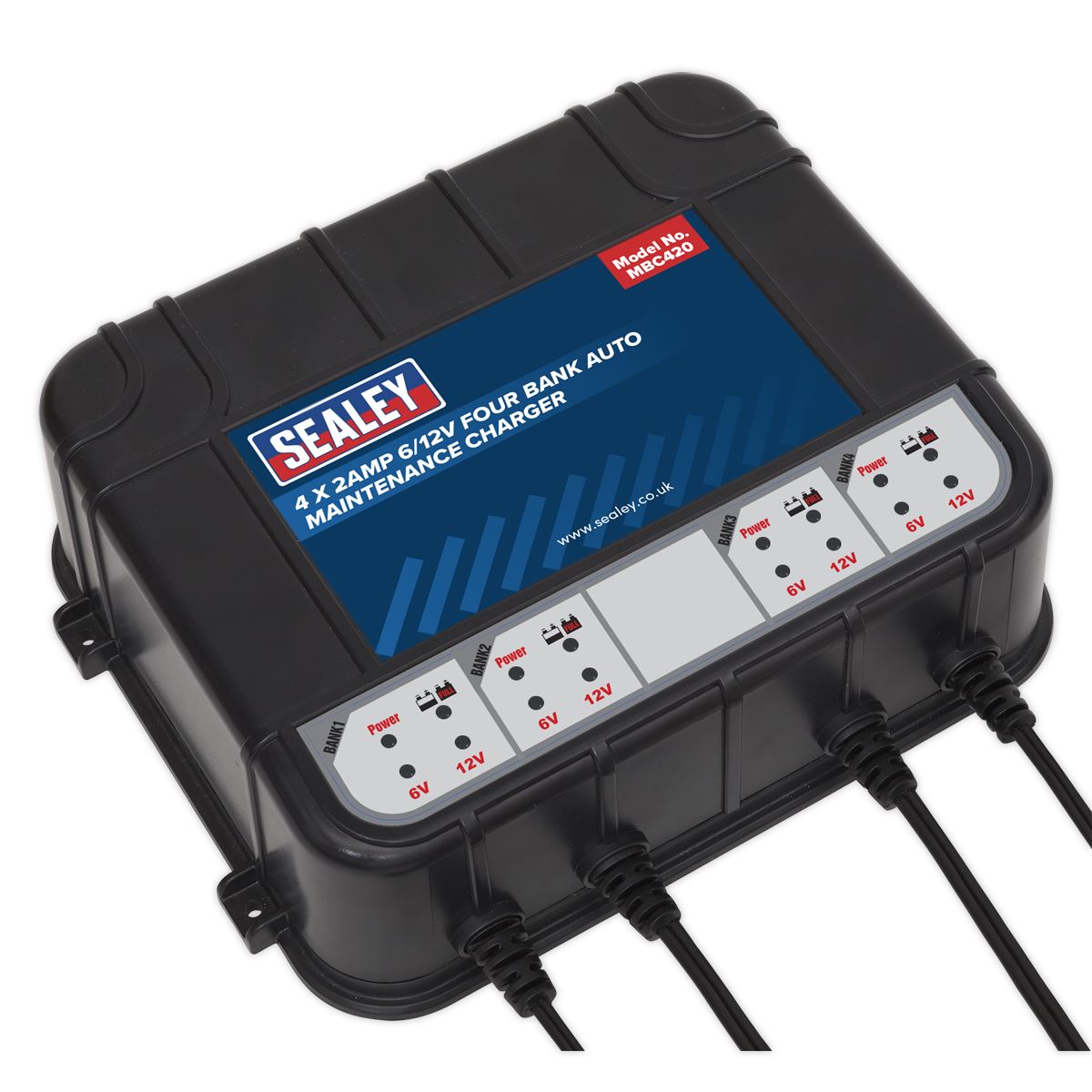 Sealey MBC420 Four Bank 6/12V 8A (4 x 2A) Auto Maintenance Charger Sealey