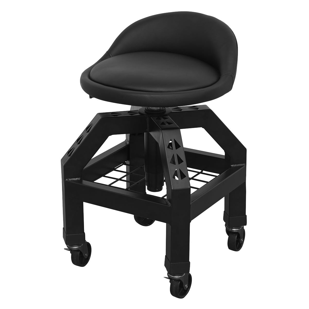 Sealey SCR03B Premier Industrial Pneumatic Creeper Stool with Adjustable Height Swivel Seat & Back Rest Sealey