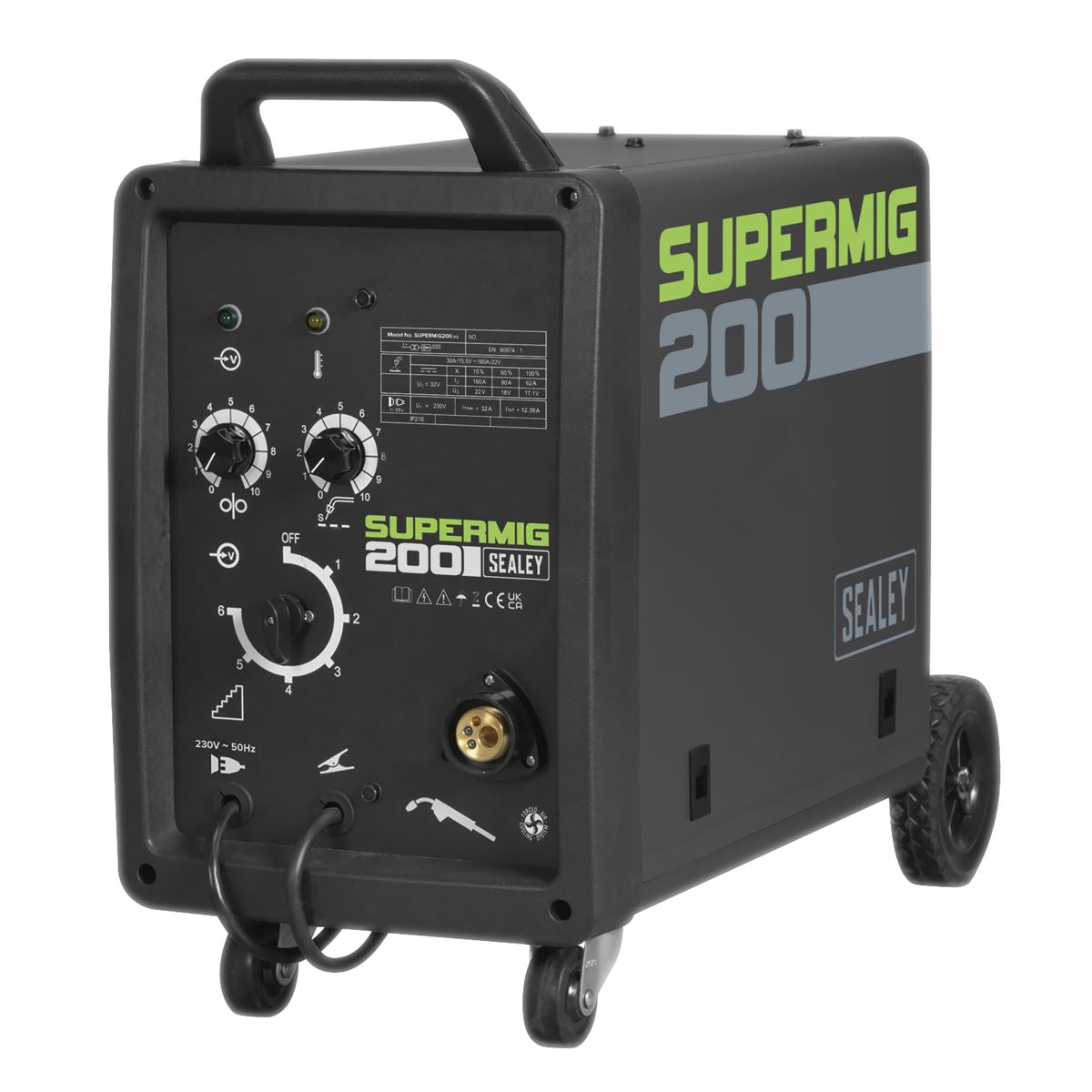 Sealey SUPERMIG200 Professional MIG Welder 200A 230V with Binzel® Euro Torch Sealey