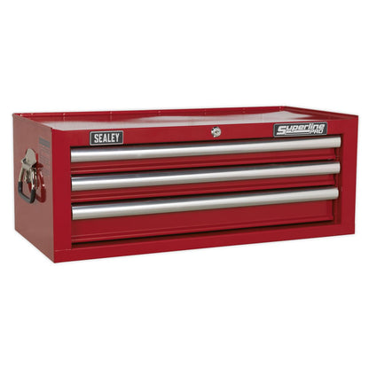 Sealey AP33339 Mid-Box Tool Chest 3 Drawer with Ball-Bearing Slides - Red Sealey