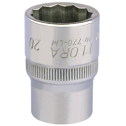 Elora 24658 Bi-Hexagon Socket 1/2" Sq. Dr. 20mm Elora