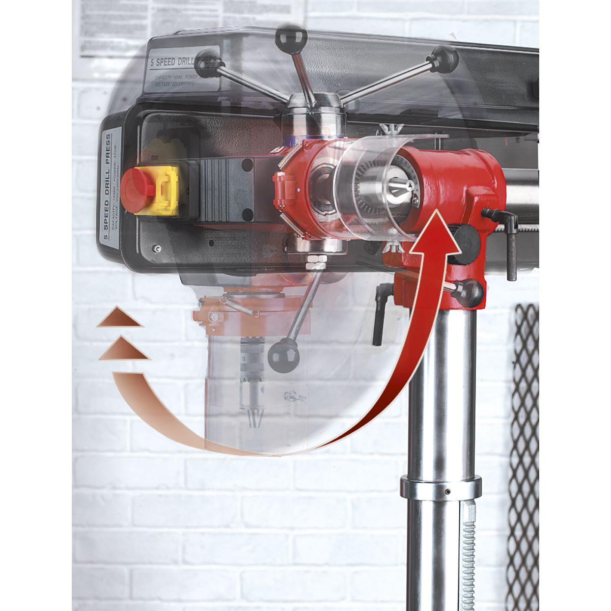 Sealey GDM1630FR Radial Pillar Drill Floor 5-Speed 550W/230V Sealey