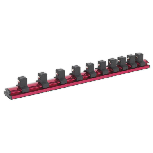 Sealey AK27084 Socket Retaining Rail Magnetic 1/2"Sq Drive 10 Clips Sealey
