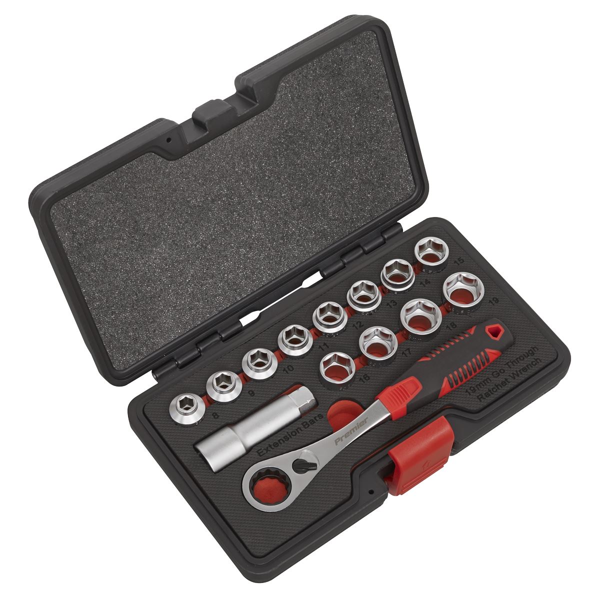 Sealey AK6926 Socket Set 14pc Go-Through Low Profile WallDrive® Metric Sealey