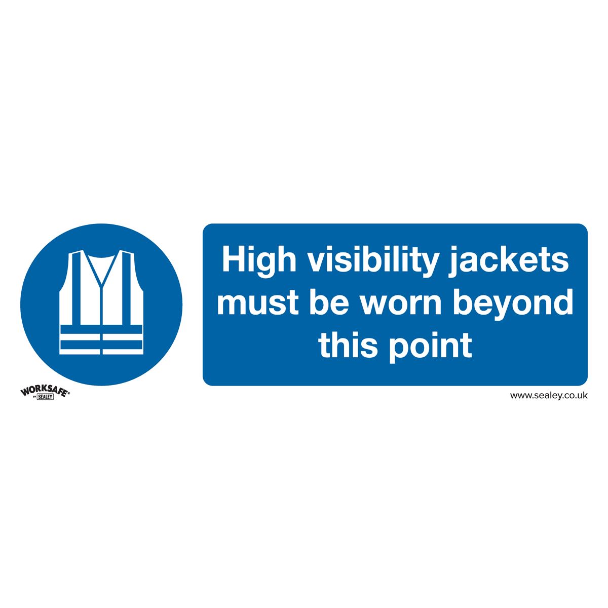 Sealey SS9P10 Mandatory Safety Sign - High Visibility Jackets Must Be Worn Beyond This Point - Rigid Plastic - Pack of 10 Sealey