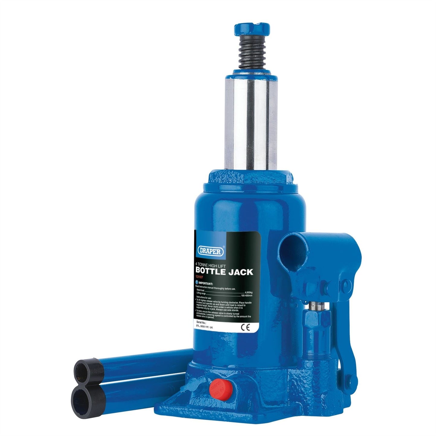Draper 13107 High Lift Hydraulic Bottle Jack 4 Tonne Draper
