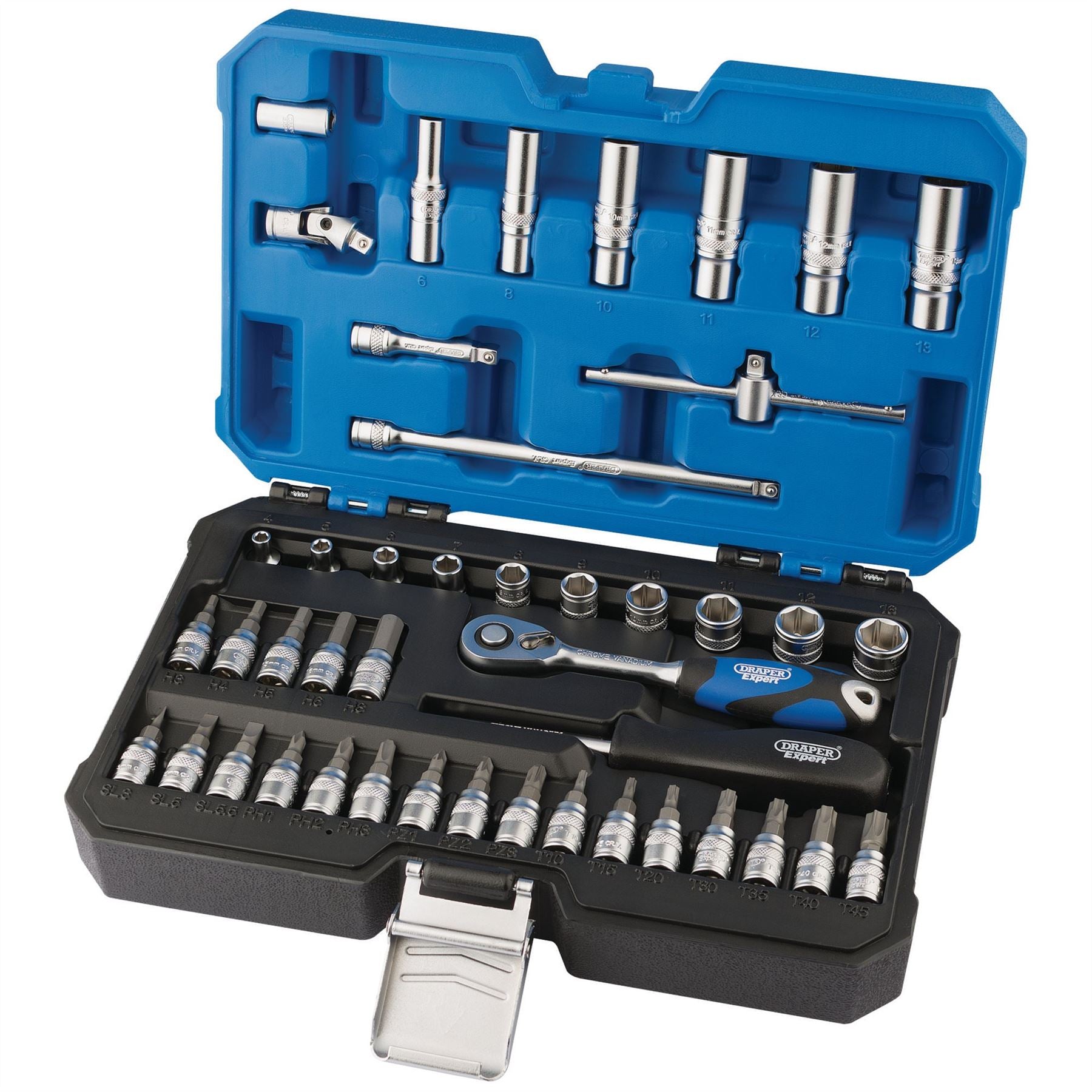 Draper 16446 Expert Metric Socket Set 1/4" Sq. Dr. 44 Piece Draper