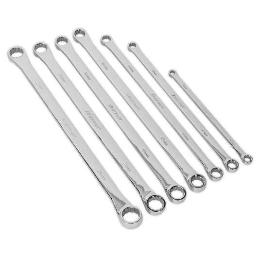 Sealey AK6311 Double End Ring Spanner Set 7pc Extra-Long Metric Sealey