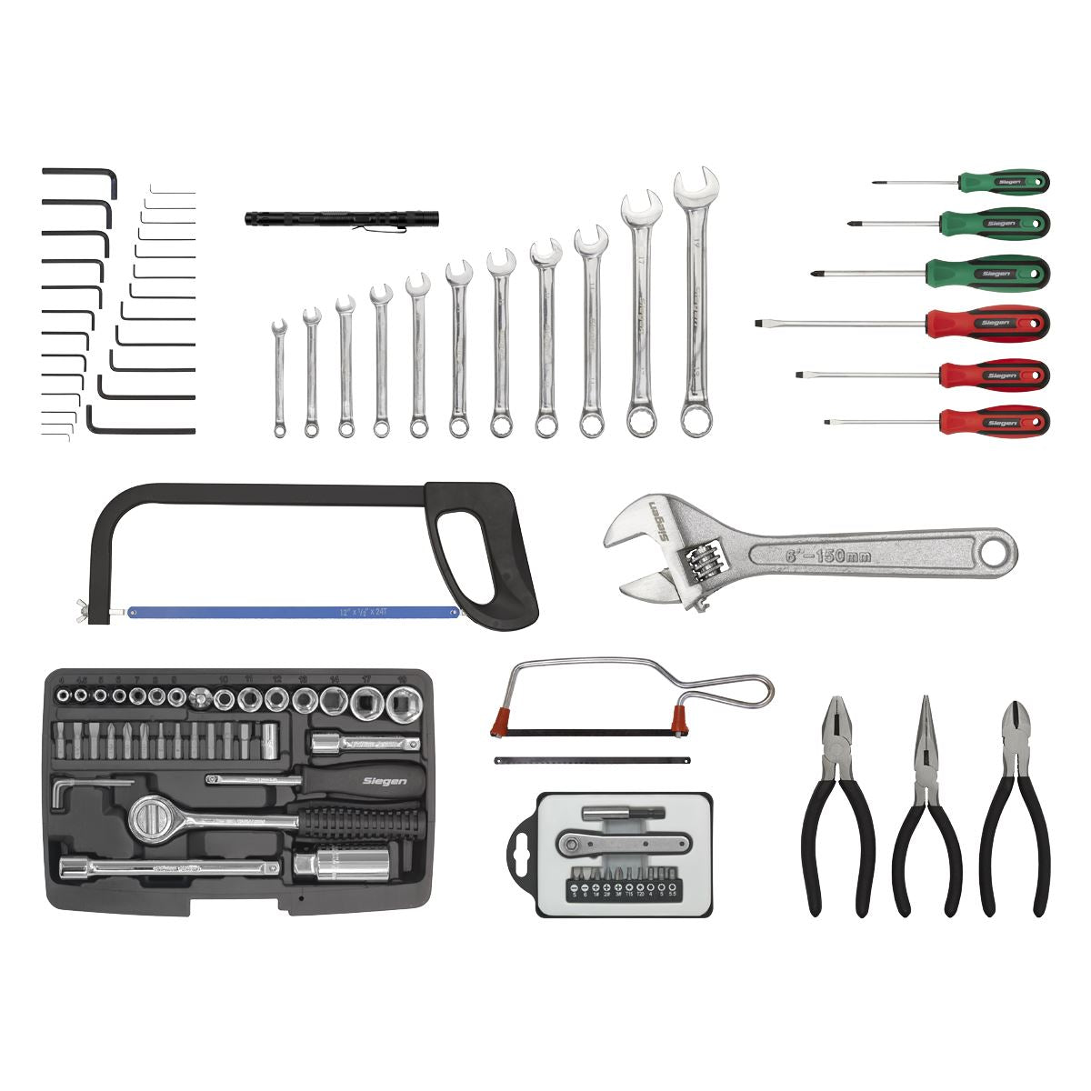 Sealey AP2201BBCOMBO Topchest 6 Drawer with Ball-Bearing Slides - Red/Grey & 98pc Tool Kit Sealey