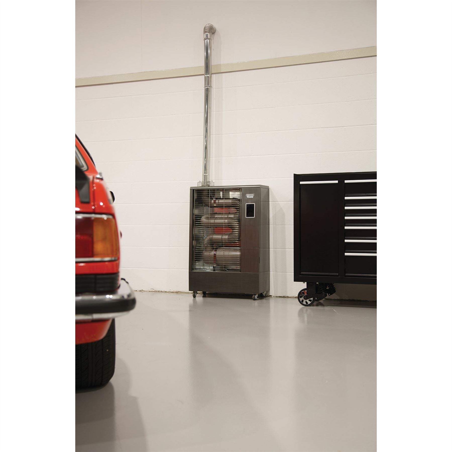Draper 18037 230V Far Infrared Diesel Heater with Flue Kit 40000 BTU/11.6kW Draper