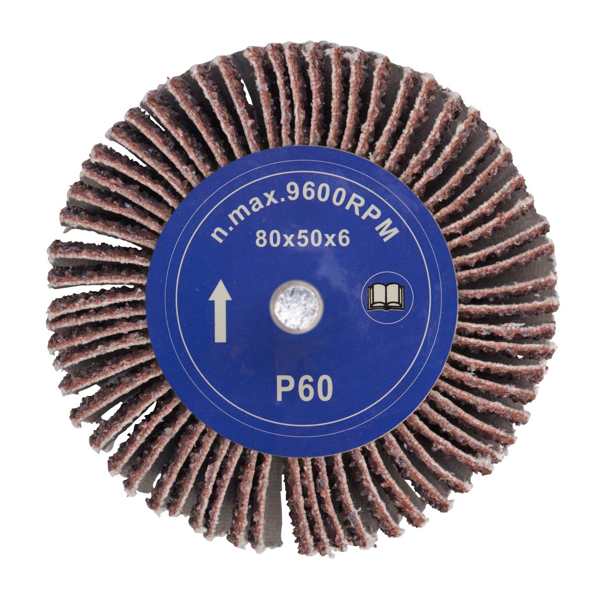 Sealey FW805060 Abrasive Flap Wheel Ø80 x 50mm 60Grit Ø6mm Shaft Sealey