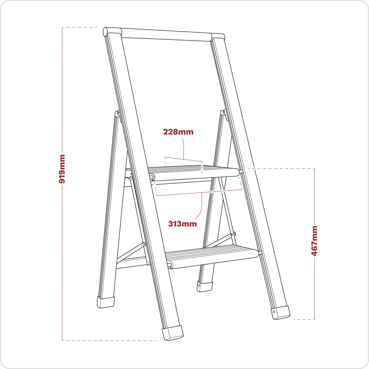 Sealey APSL2 Aluminium Professional Folding Step Ladder 2-Step 150kg Capacity Sealey