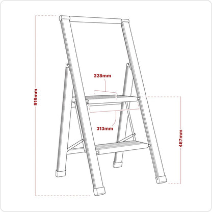 Sealey APSL2 Aluminium Professional Folding Step Ladder 2-Step 150kg Capacity Sealey