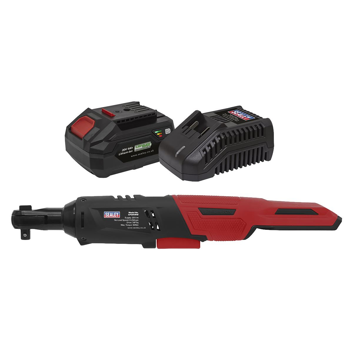Sealey CP20VRWKIT1 Cordless Ratchet Wrench Kit  3/8"Sq Drive 60Nm 20V 4Ah SV20 Series Sealey