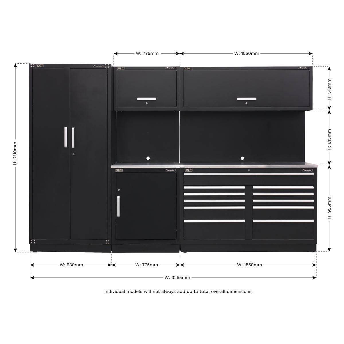 Sealey APMSCOMBO2SS Premier 3.3m Storage System - Stainless Worktop Sealey
