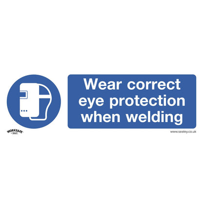 Sealey SS54P1 Mandatory Safety Sign - Wear Eye Protection When Welding - Rigid Plastic Sealey